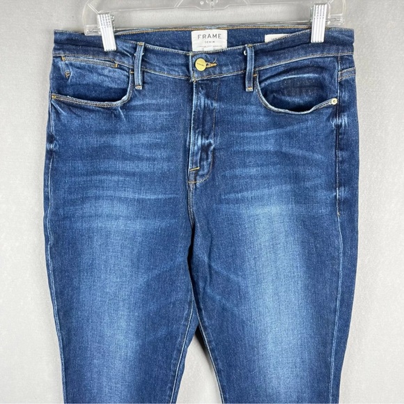 Frame Jeans Womens 32 x 27 Blue Le High Straight V-Cut Hem Dark Wash - Picture 3 of 16